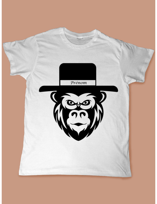 Le singe rigolo avec son chapeau personnalisable tee-shirt 3 Le singe rigolo avec son chapeau personnalisable tee-shirt 3