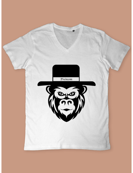 Le singe rigolo avec son chapeau personnalisable tee-shirt 4 Le singe rigolo avec son chapeau personnalisable tee-shirt 4
