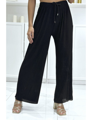 Pantalon palazzo noir plissé très tendance - 2