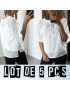 Lot de 5 Blouses blanche manches bouffante col bateau en matière à trous - 1