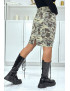 Jupe kaki en jean extensible à motif militaire avec petite fente à l'arrière - 3