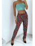 Pantalon fluide noir/rouge à motif floral B-55 - 6