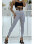 Legging gris matière côtelé côtelé très extensible - 2