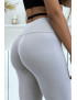 Legging gris matière côtelé côtelé très extensible - 4