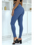 Legging bleu matière côtelé côtelé très extensible - 2