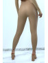 Legging beige en similicuir moulant - 4