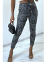 Pantalon slim noir avec motif poches et ceinture - 2