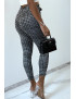 Pantalon slim noir avec motif poches et ceinture - 3