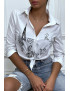 Chemise blanche cintrée avec illustration Paris - 5