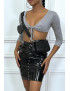 Bolero gris en viscose à manches longues - 1