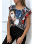 T-shirt noir à imprimé femme art de rue - 3