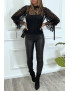 Blouse noire en tulle et dentelle à volants - 5