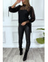 Blouse noire en tulle et dentelle à volants - 10