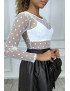 Body blanc en tulle transparent à pois - 2