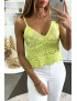 Débardeur jaune en coton avec joli motif brodé en dentelle - 1