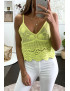 Débardeur jaune en coton avec joli motif brodé en dentelle - 2