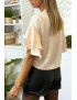 Blouse rose en crêpe avec volants aux manches - 3