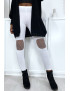 Legging blanc avec résille aux genoux - 1