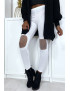 Legging blanc avec résille aux genoux - 2