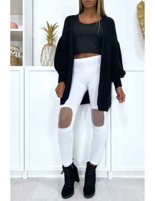 Legging blanc avec résille aux genoux - 3