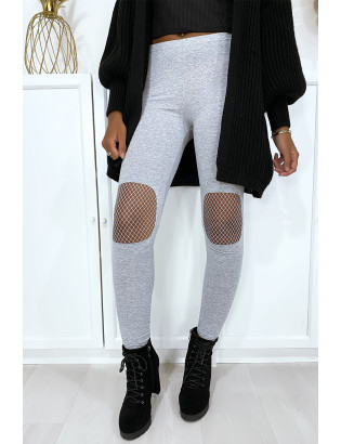 Legging gris avec résille aux genoux - 1
