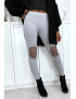 Legging gris avec résille aux genoux - 4