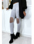 Legging gris avec résille aux genoux - 5