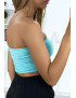 Bandeau bleu turquoise avec strass - 3