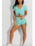 Ensemble push up yoga short et crop top turquoise - 1