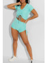 Ensemble push up yoga short et crop top turquoise - 3