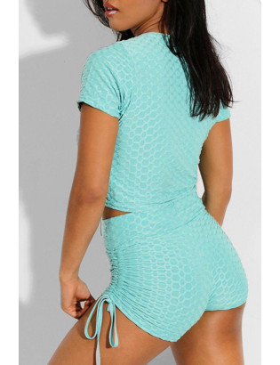 Ensemble push up yoga short et crop top turquoise - 4