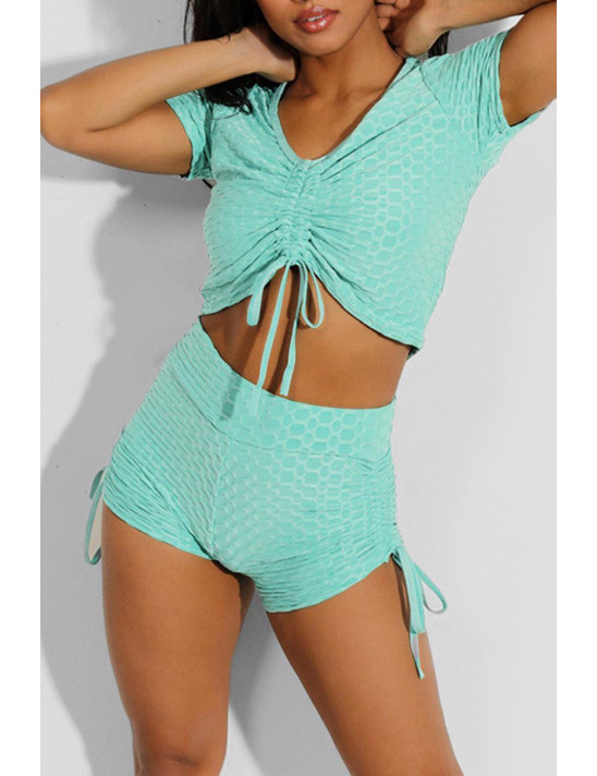 Ensemble push up yoga short et crop top vert - 3