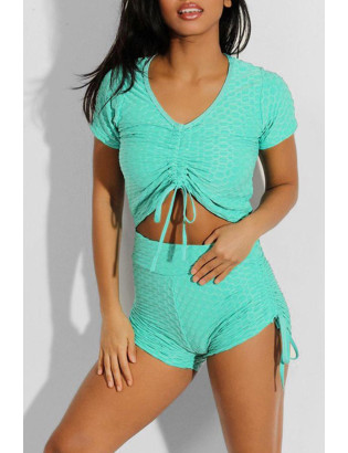 Ensemble push up yoga short et crop top vert - 5