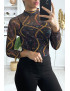 Body transparent à motif V col montant avec fermeture au dos - 3