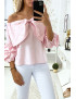 Blouse rose avec papillons ornée de strass à l'avant - 2