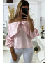 Blouse rose avec papillons ornée de strass à l'avant - 3