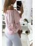 Blouse rose avec papillons ornée de strass à l'avant - 4