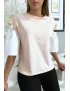 Haut rose bi-matière avec manche bouffante dénudé - 2