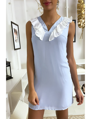 Robe bleu courte et légère, avec détails buste - 2