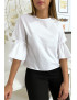Blouse blanche manches volantes avec joli petit noeud - 4