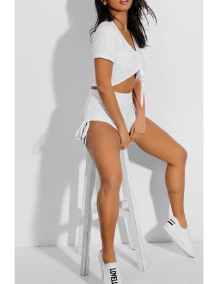 Ensemble push up yoga short et crop top blanc - 2