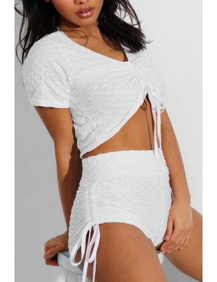 Ensemble push up yoga short et crop top blanc - 3
