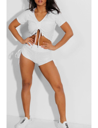 Ensemble push up yoga short et crop top blanc - 4