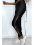 Legging noir brillant très extensible avec accessoire sur les cotés - 5
