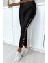 Legging noir brillant très extensible avec accessoire sur les cotés - 6