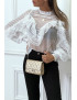 Blouse blanche en tulle avec broderie et volant - 2
