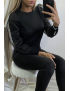 Pull noir à doublure bouffante sur les manches en tulle - 4
