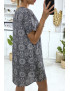 Robe tunique à à motif noir et blanc avec zip au col - 4