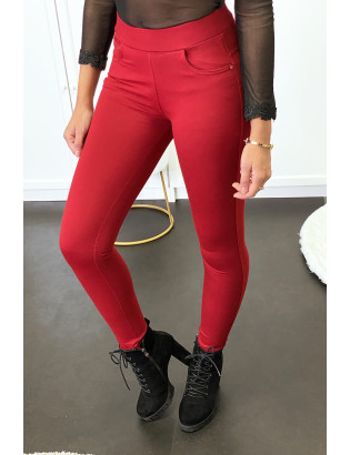 Pantalon slim bordeaux avec 5 poches - 3