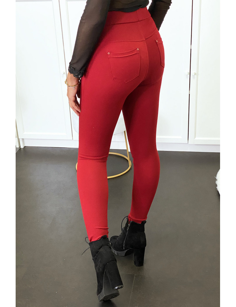 Pantalon slim bordeaux avec 5 poches - 4